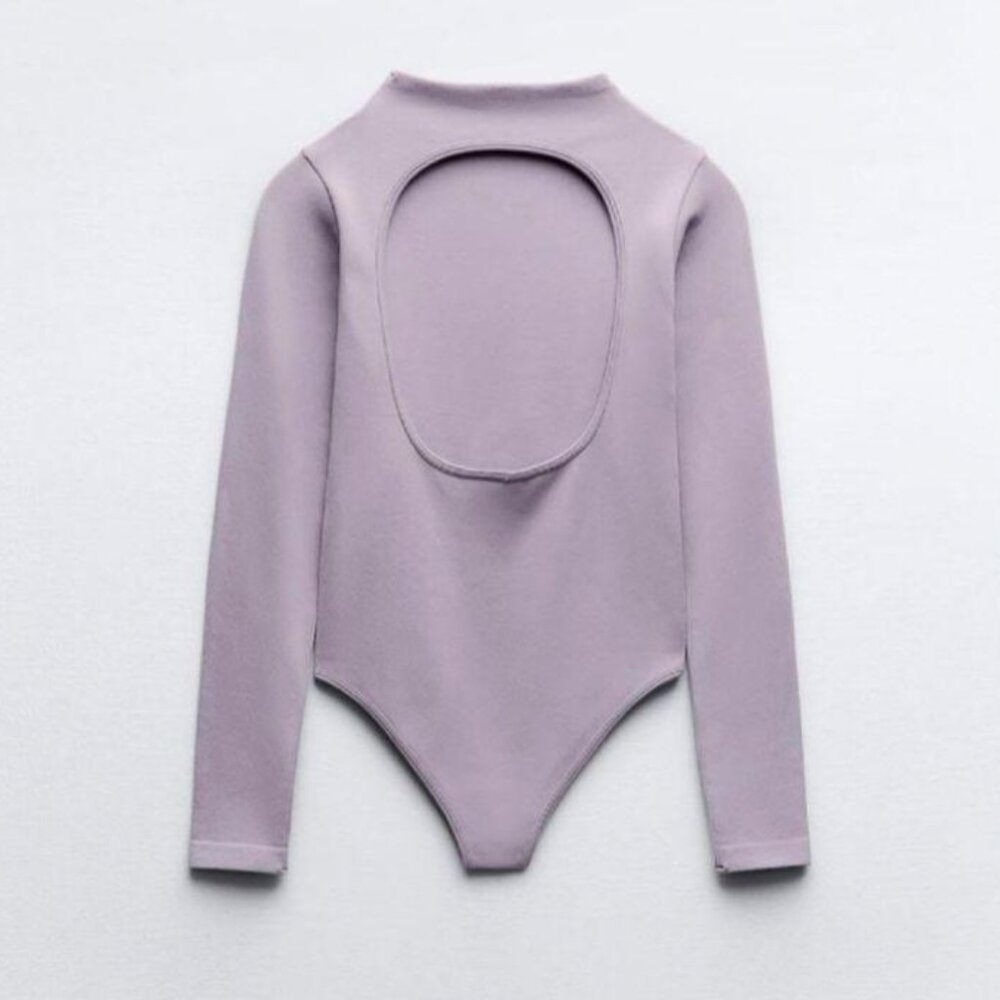 Zara Open Back Ribbed Bodysuit - Picture 1 of 8